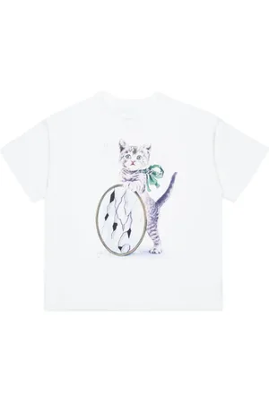 Maison Margiela T-shirt en coton à imprimé chat