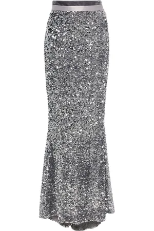 Styland Jupe longue brodée de sequins à taille haute
