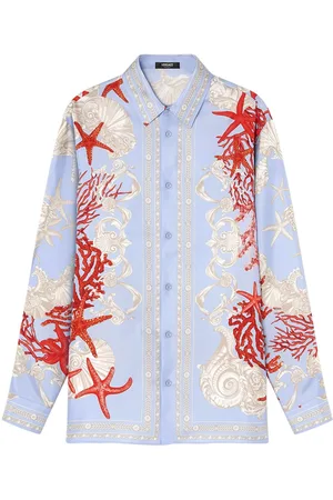 VERSACE Chemise en soie à imprimé Barocco Sea