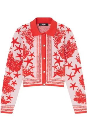 VERSACE Cardigan Barocco Sea à col polo