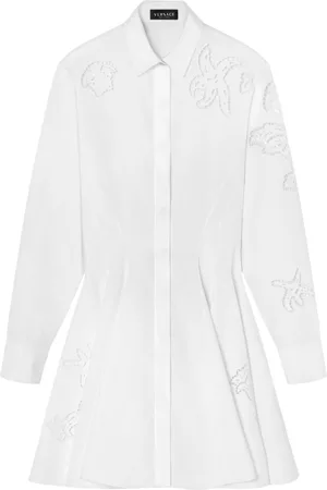 VERSACE Robe-chemise courte à broderies Sangallo