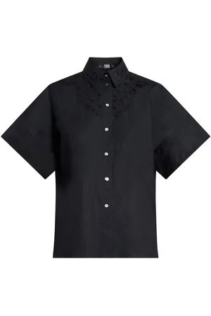 Karl Lagerfeld Chemise en coton biologique à manches brodées