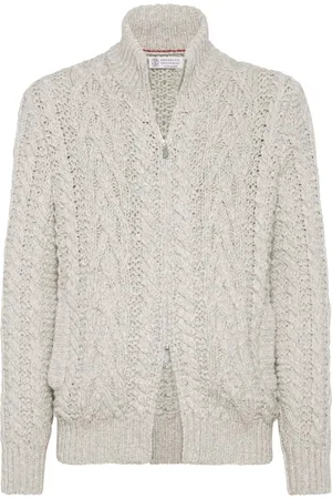 Brunello Cucinelli Cardigan zippé en maille torsadée