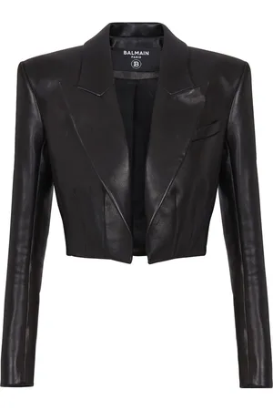 Balmain Veste en cuir à coupe crop