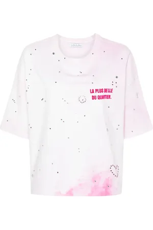 LOULOU T-shirt délavé à ornements en cristal