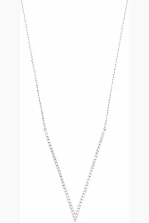 DJULA Collier Big V en or blanc 18ct serti de diamants