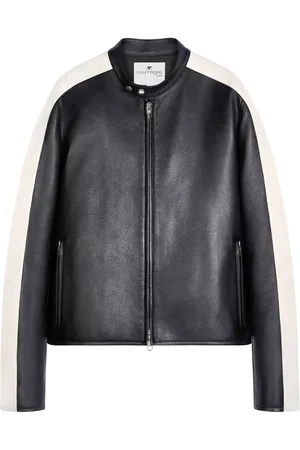 Courrèges Veste en cuir Contrast à rayures