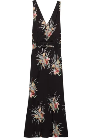 Prada Robe mi-longue à fleurs en jacquard