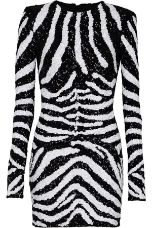 Balmain Robe ornée de sequins à motif zébré