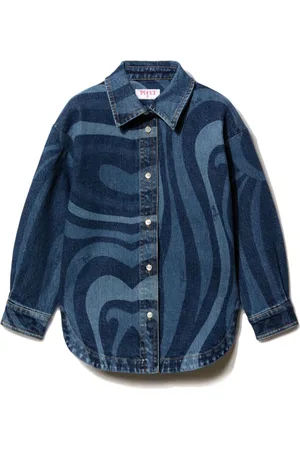 PUCCI Junior Chemise en jean à imprimé Marmo