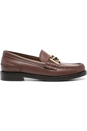 Fendi Mocassins en cuir à plaque logo