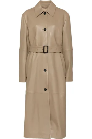 Totême Manteau en cuir à taille ceinturée