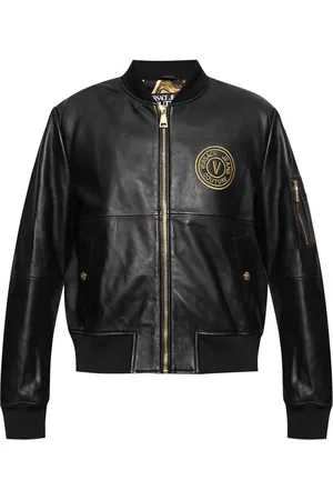 VERSACE Veste bomber V-Emblem en cuir