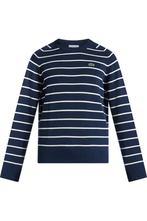 Lacoste Pull rayé en coton à patch logo