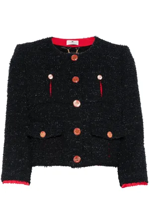 Elisabetta Franchi Veste en tweed à coupe crop
