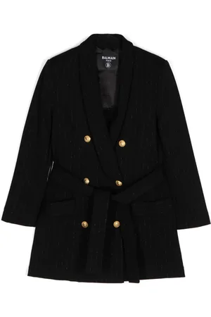 Balmain Manteau rayé à boutonnière croisée