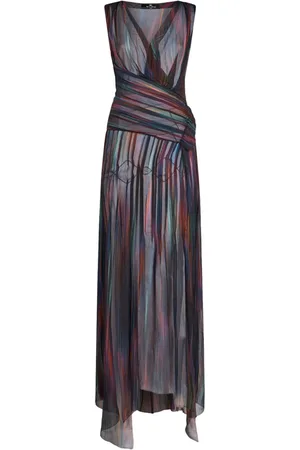 Etro Robe longue en soie imprimée