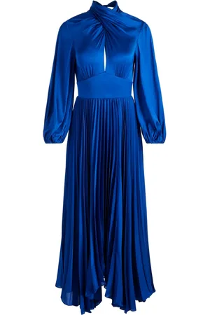 ALICE+OLIVIA Robe longue plissée Mahogany à col torsadé