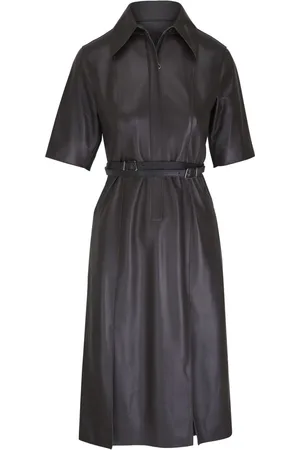 AKRIS Robe en cuir à coupe mi-longue