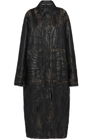 Prada Manteau patchwork en cuir Nappa