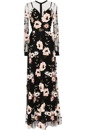Elie saab Robe en tulle à fleurs brodées