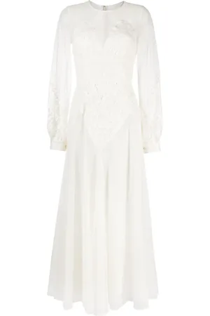 Elie saab Robe longue en tulle à fleurs en dentelle