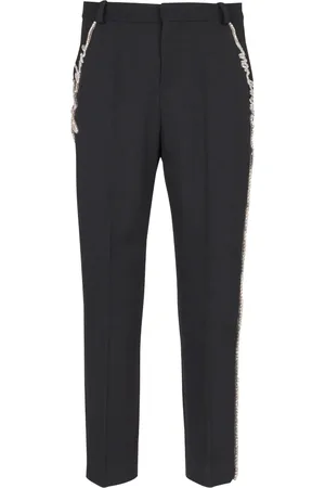 Balmain Pantalon droit à ornements strassés