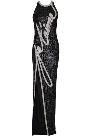 Balmain Robe longue à ornements strassés