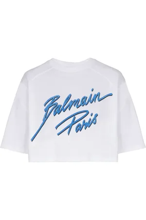 Balmain T-shirt crop à logo floqué