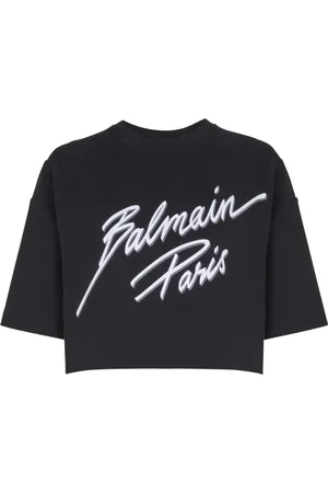Balmain T-shirt crop à logo floqué