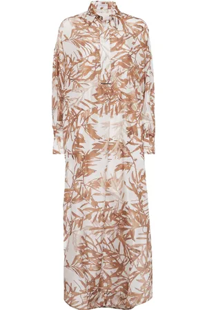 Brunello Cucinelli Robe-chemise à imprimé Herbarium