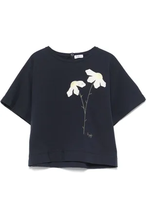 Il gufo T-shirt à appliques fleurs