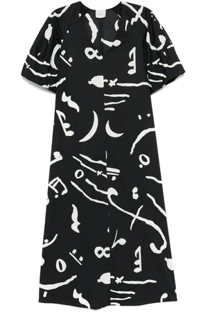 ALYSI Robe longue à imprimé abstrait