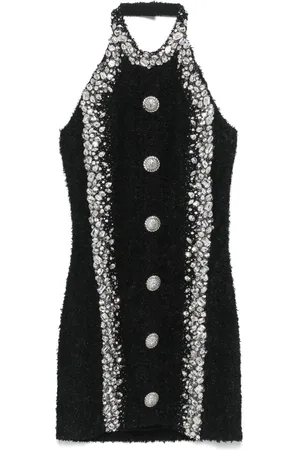 Balmain Robe courte à ornements en cristal