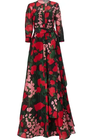 Carolina Herrera Robe fleurie sans col à coupe longue