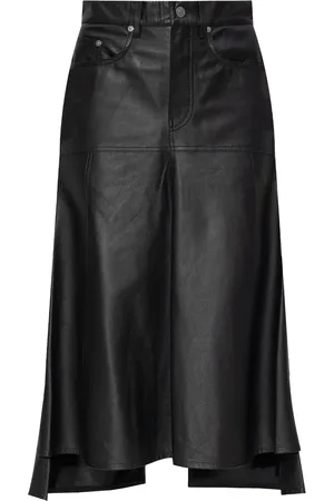Victoria Beckham Jupe mi-longue en cuir à empiècements