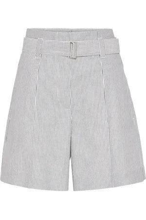 Brunello Cucinelli Short rayé à ornements métalliques