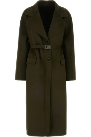 Salvatore Ferragamo Manteau Olive en laine mélangée