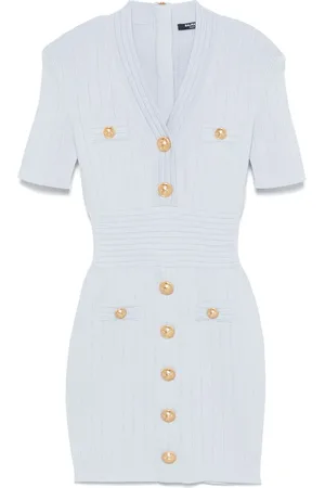 Balmain Robe courte en maille à boutons décoratifs