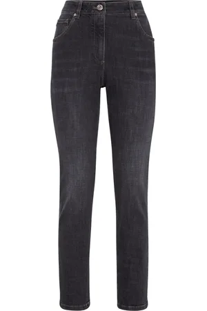 Brunello Cucinelli Jean taille-haute à patch à ornements métallique