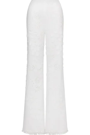 Alberta Ferretti Pantalon palazzo à broderies