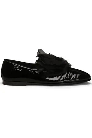 Dolce & Gabbana Chaussons en cuir à appliques fleurs