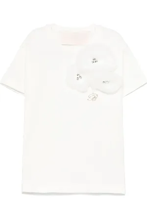 MISS BLUMARINE T-shirt à appliques fleurs