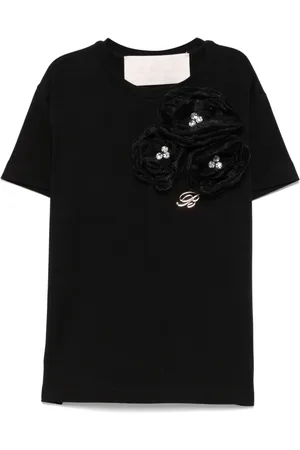 MISS BLUMARINE T-shirt à appliques fleurs