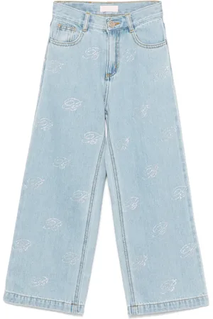 MISS BLUMARINE Jean à logo strassé