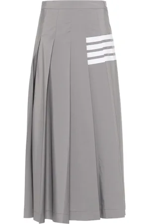 Thom Browne Jupe mi-longue plissée à détails 4 bandes signature