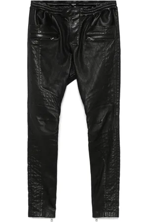 Balmain Pantalon en cuir à design matelassé