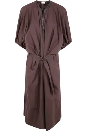 Brunello Cucinelli Robe mi-longue à ornements en cristal
