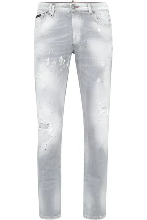 Philipp Plein Jean Super-straight à appliqué Smiley Face