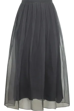 Brunello Cucinelli Jupe mi-longue à empiècement en tulle